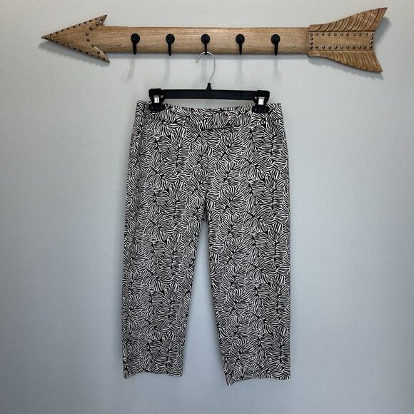 Unlisted Kenneth Cole | Women's Capri Pants Size 8 Brown Monstera Leaf Pattern - Picture 1 of 5